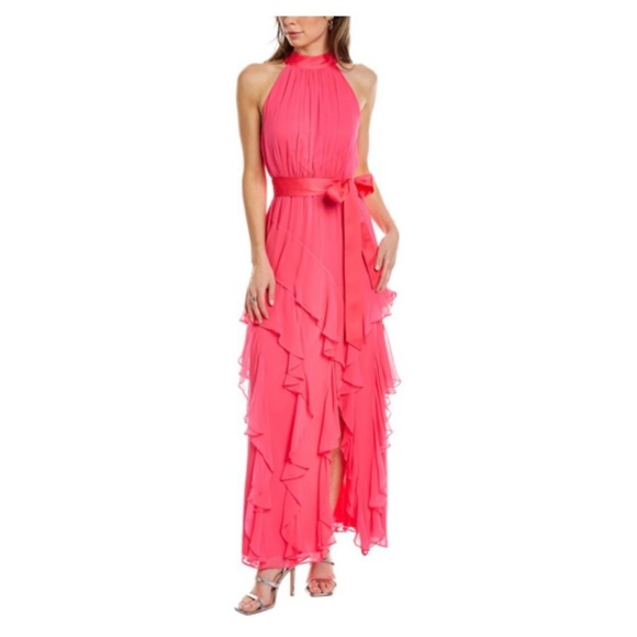 $795 SILK Alice & Olivia Emilia Silk Ruffle Gown, NWT - Picture 3 of 13